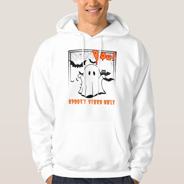 Spooky vibes only - cute Halloween ghost design Hoodie (Front)