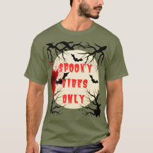 Spooky Vibes Only Halloween Bat and Blood Splatter