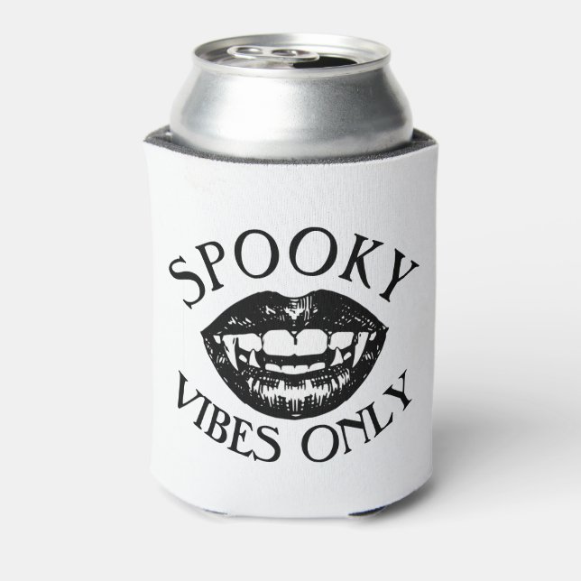 Spooky Vibes Only Halloween Decor Vampire Fangs  Can Cooler (Can Back)