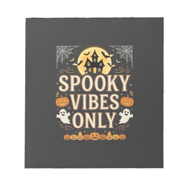 Spooky Vibes Only Halloween Ghost Castle Design_1 Notepad (Front)