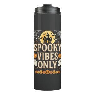 Spooky Vibes Only Halloween Ghost Castle Design_1 Thermal Tumbler