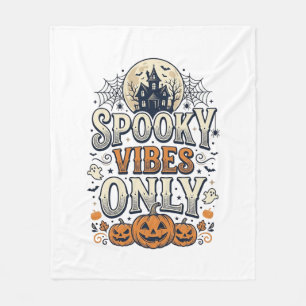Spooky Vibes Only Halloween Ghost Pumpkin Design_1 Fleece Blanket