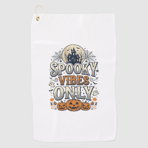 Spooky Vibes Only Halloween Ghost Pumpkin Design_1 Golf Towel