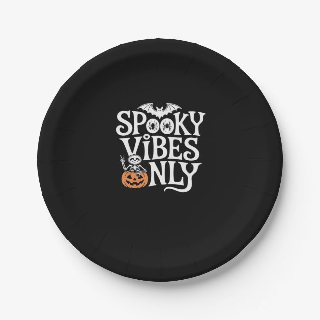 Spooky Vibes Only Halloween Sloth Oversized T-Shir Paper Plate (Front)