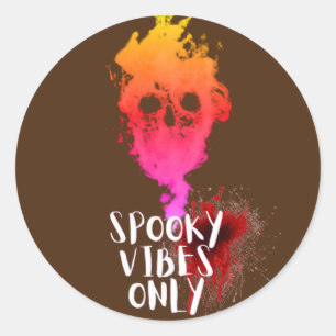 Spooky Vibes Only Red Smoke Skull Halloween Classic Round Sticker
