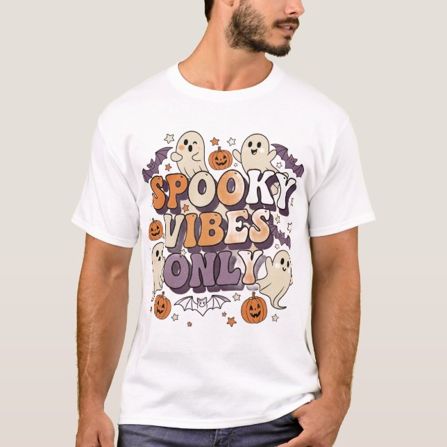 Spooky Vibes Only Shirt | Retro Halloween Tee  (Front)