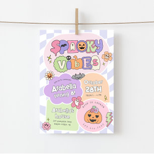 Spooky Vibes Preppy Halloween Birthday Invitation