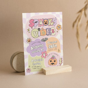 Spooky Vibes Preppy Halloween Birthday Invitation