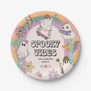 Spooky Vibes Retro Fun Halloween Party  Paper Plate