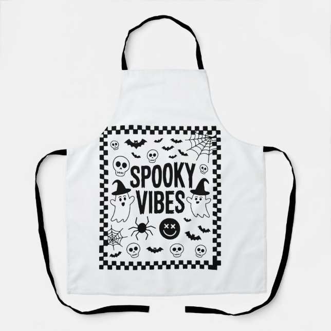 Spooky Vibes Retro Halloween Apron (Front)