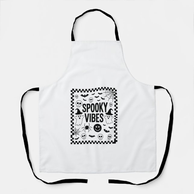 Spooky Vibes Retro Halloween Apron (Front)