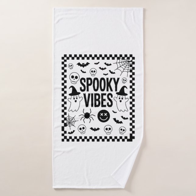 Spooky Vibes Retro Halloween Bath Towel (Bath Towel)