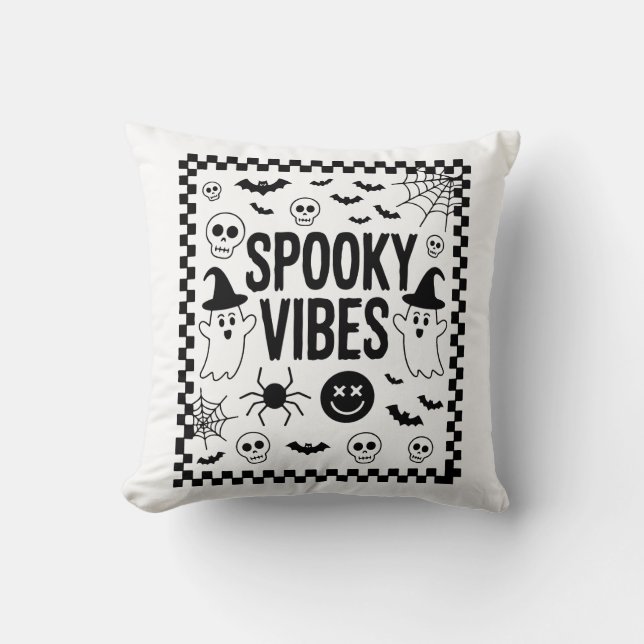 Spooky Vibes Retro Halloween Cushion (Front)