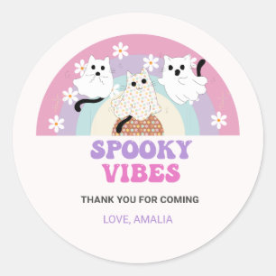 Spooky Vibes Retro Halloween Ghost Birthday Classic Round Sticker