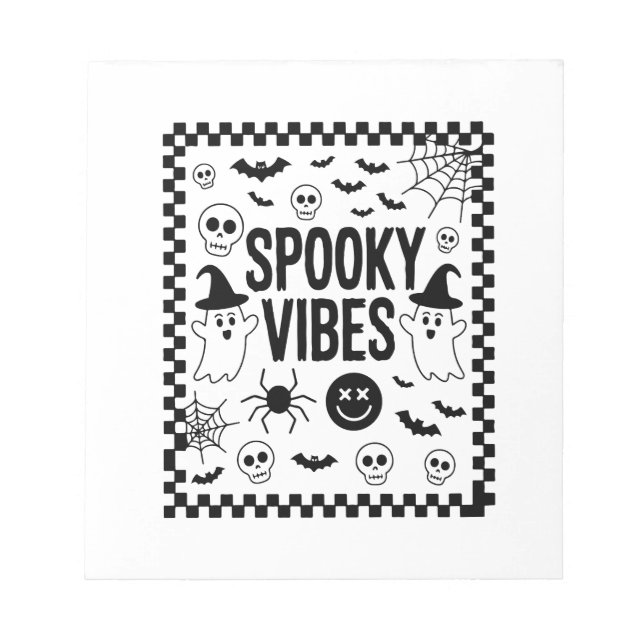 Spooky Vibes Retro Halloween Notepad (Front)
