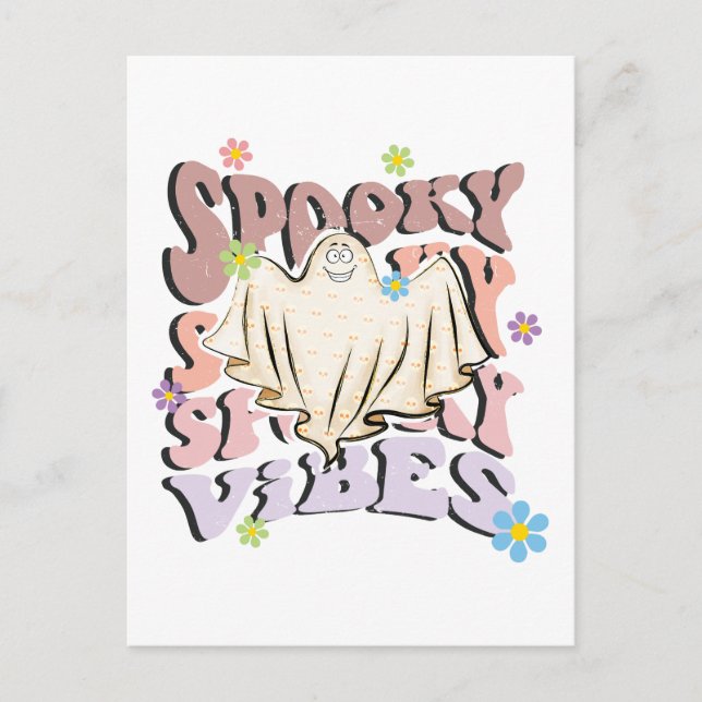 Spooky Vibes Retro Halloween Postcard (Front)