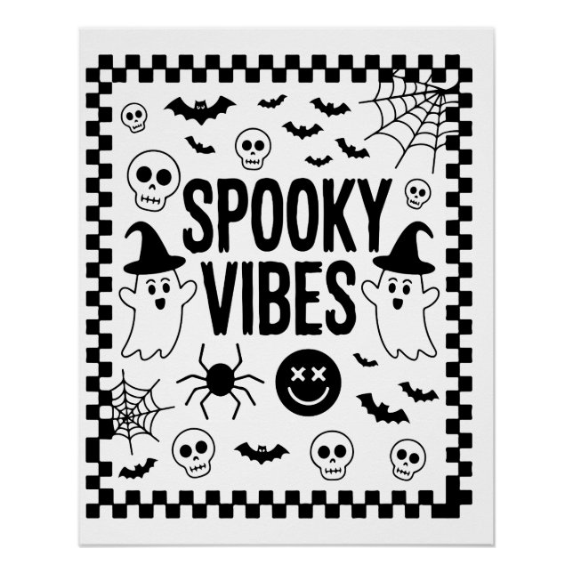 Spooky Vibes Retro Halloween Poster (Front)