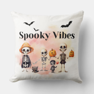 Spooky Vibes Skeleton Family Halloween Cushion
