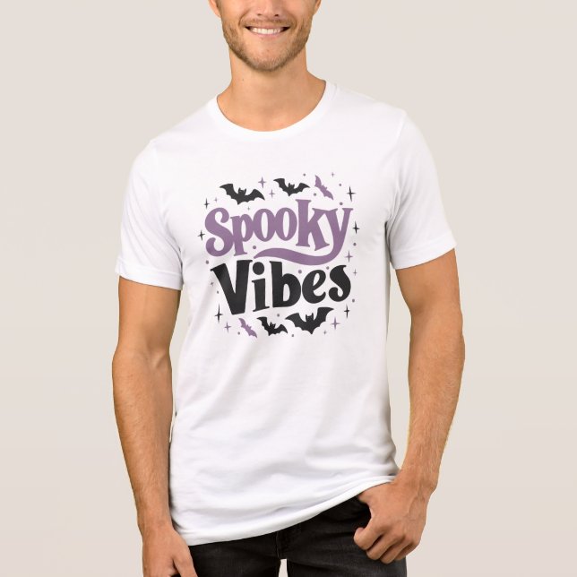 Spooky Vibes T-Shirt – Cute Halloween Bat Tee (Front)