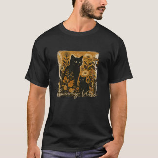 Spooky Vibes With Black Cats And Flowers Swea T-Shirt