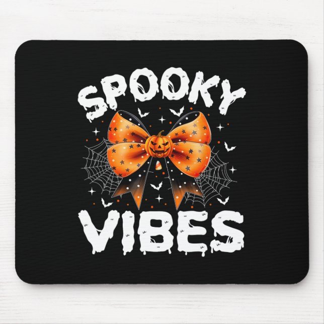 Spooky Vibes Women Girls Kids Cute Halloween Pumpk Mouse Pad (Front)