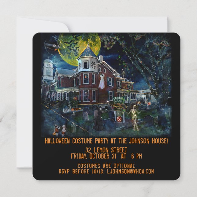Spooky Victorian Haunted House Halloween Party Inv Invitation (Front)