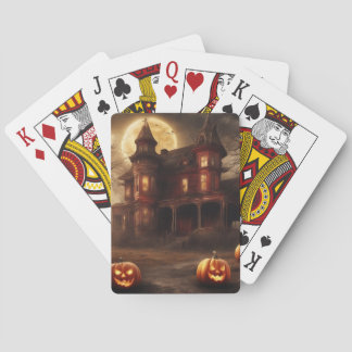 Spooky Victorian Mansion Halloween Design Playing Cards