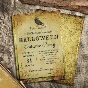 Spooky Vintage Gothic Halloween Costume Party Invitation