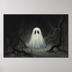 Spooky Vintage Halloween Ghost – Haunted Art Poster