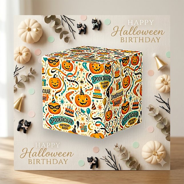 Spooky Vintage Halloween Pumpkin Birthday Pattern Favour Box (Creator Uploaded)