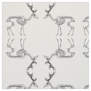 Spooky vintage skeleton reindeer drawing fabric