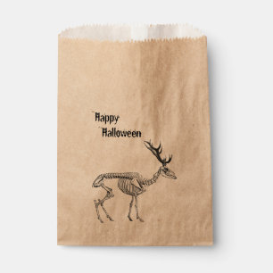 Spooky vintage skeleton reindeer drawing favour bag
