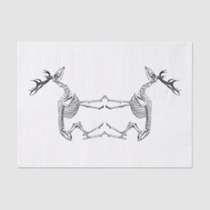 Spooky vintage skeleton reindeer drawing tissue paper