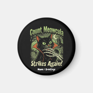 Spooky Vintage Vampire Black Cat Comic Art Magnet