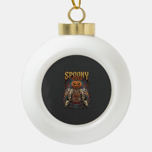 Spooky Vires Halloween Pumpkin Head Holding Eyebal Ceramic Ball Christmas Ornament