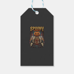 Spooky Vires Halloween Pumpkin Head Holding Eyebal Gift Tags