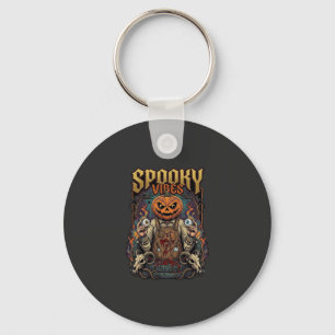 Spooky Vires Halloween Pumpkin Head Holding Eyebal Key Ring