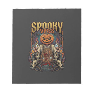 Spooky Vires Halloween Pumpkin Head Holding Eyebal Notepad