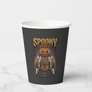 Spooky Vires Halloween Pumpkin Head Holding Eyebal Paper Cups