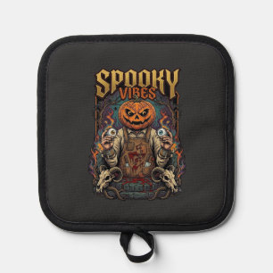 Spooky Vires Halloween Pumpkin Head Holding Eyebal Pot Holder