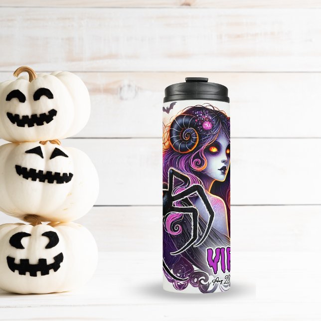 SPOOKY VIRGO ZODIAC HALLOWEEN  THERMAL TUMBLER (spooky Virgo tumbler)