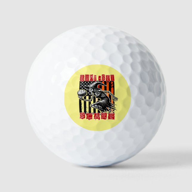 Spooky Volleyball: Bump Set Scare Designs Golf Balls (Front)