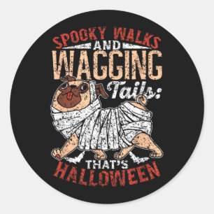 Spooky Walks And Wagging Tails_ Thats Halloween Classic Round Sticker