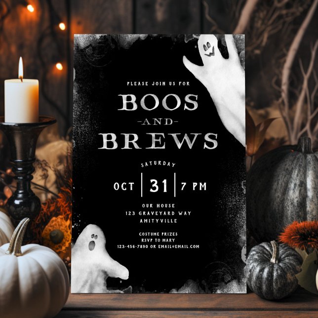 Spooky Watercolor Ghosts Halloween Party Invite (Creator Uploaded)
