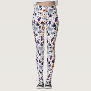 Spooky Watercolor Halloween Pattern Leggings