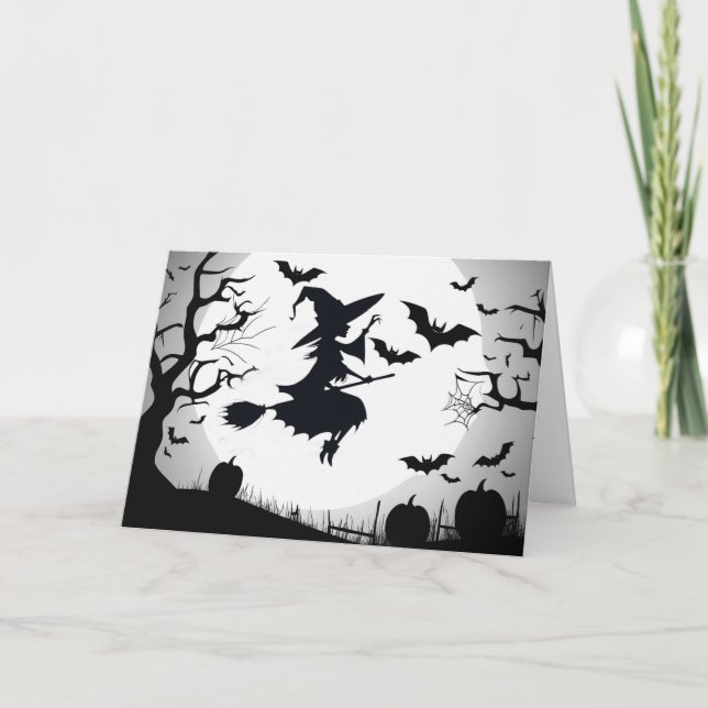 "Spooky Weir Night Sky" Halloween Party Invite (Front)