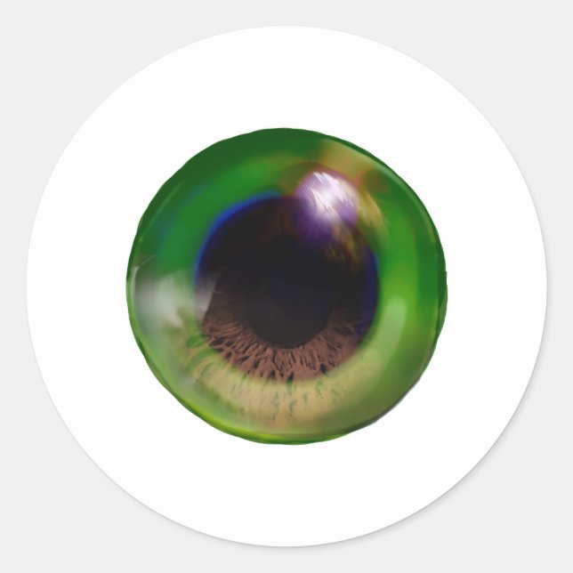 Spooky Weird Realistic Green Eye Eyeball Halloween Classic Round Sticker (Front)