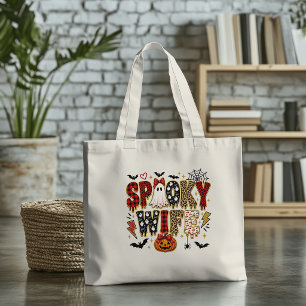 Spooky Wife Halloween   Leopard Print Mixed  Tote Bag