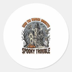 Spooky Winged Monkeys Haunted Halloween Shirt_1 Classic Round Sticker