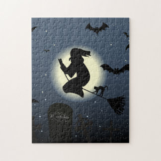 Spooky Witch and Bats Jigsaw Puzzle